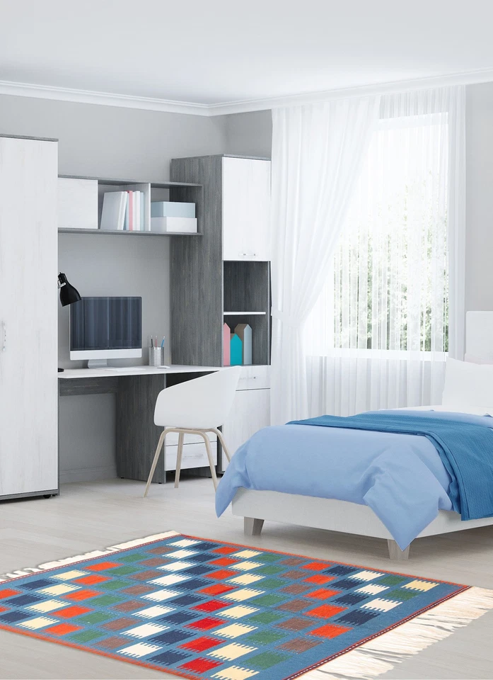 Traditional Vintage Hand Woven Oriental Carpet 4'11" x 6'6" Wool Kilim Area Rug - Image 2 of 4