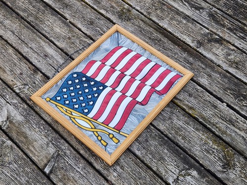 Insegna appendiabiti da parete bandiera americana Suncatcher Art 17"x21" patriottica USA 4 luglio - Foto 16 di 18