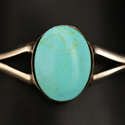 Original Vintage Signed Sterling Silver Turquoise Gemstone Cuff Estate Bracelet - Picture 22 of 24