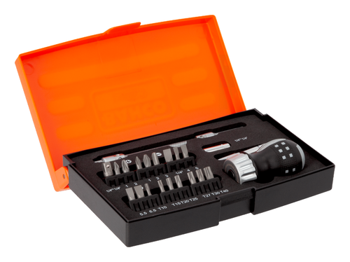 Bahco 22 Piece Stubby Ratchet Screwdriver 1/4" Bit Holder & Bits Set, 808050S-22 - Picture 2 of 5
