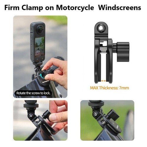 Motorcycle Windscreen Clamp for GoPro HERO 13/12/11/10/9/8/7/6/5/4/3/MAX - Foto 9 di 10