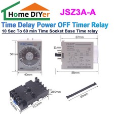 10 Sec To 60 min Time Delay Power OFF Timer Relay Socket Base Time relay