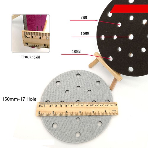 6 in 150mm Hook & Loop Sponge Foam Sanding Discs 17 Hole Orbital Sandpaper Pads - Picture 2 of 5