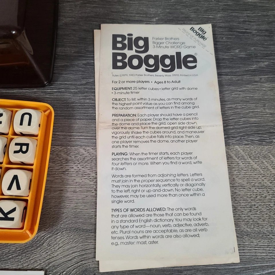 Vintage 1976 Boggle Hidden Word Game Parker Brothers 100% Complete Family Party - Image 4 of 4