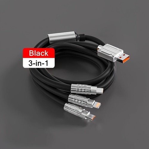 3 in 1 Heavy Duty Braided Long USB Fast Charger Cable Lead For iPhone Samsung - Picture 19 of 20