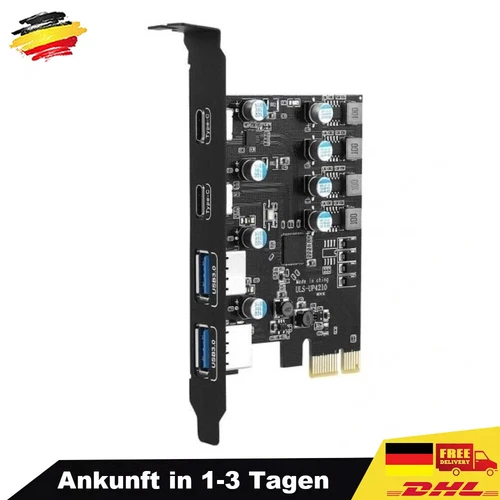 4 Port 5Gb/s 3.2 PCI-E PCIe x1 USB Erweiterungskarte Adapter Karte PCI-Express
