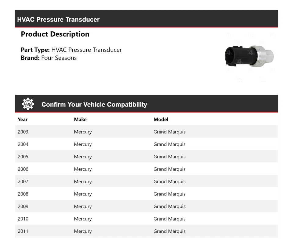 Transductor de presión de climatización Mercury Grand Marquis 2003-2011 4 estaciones 2004 2005 Foto 2 de 4