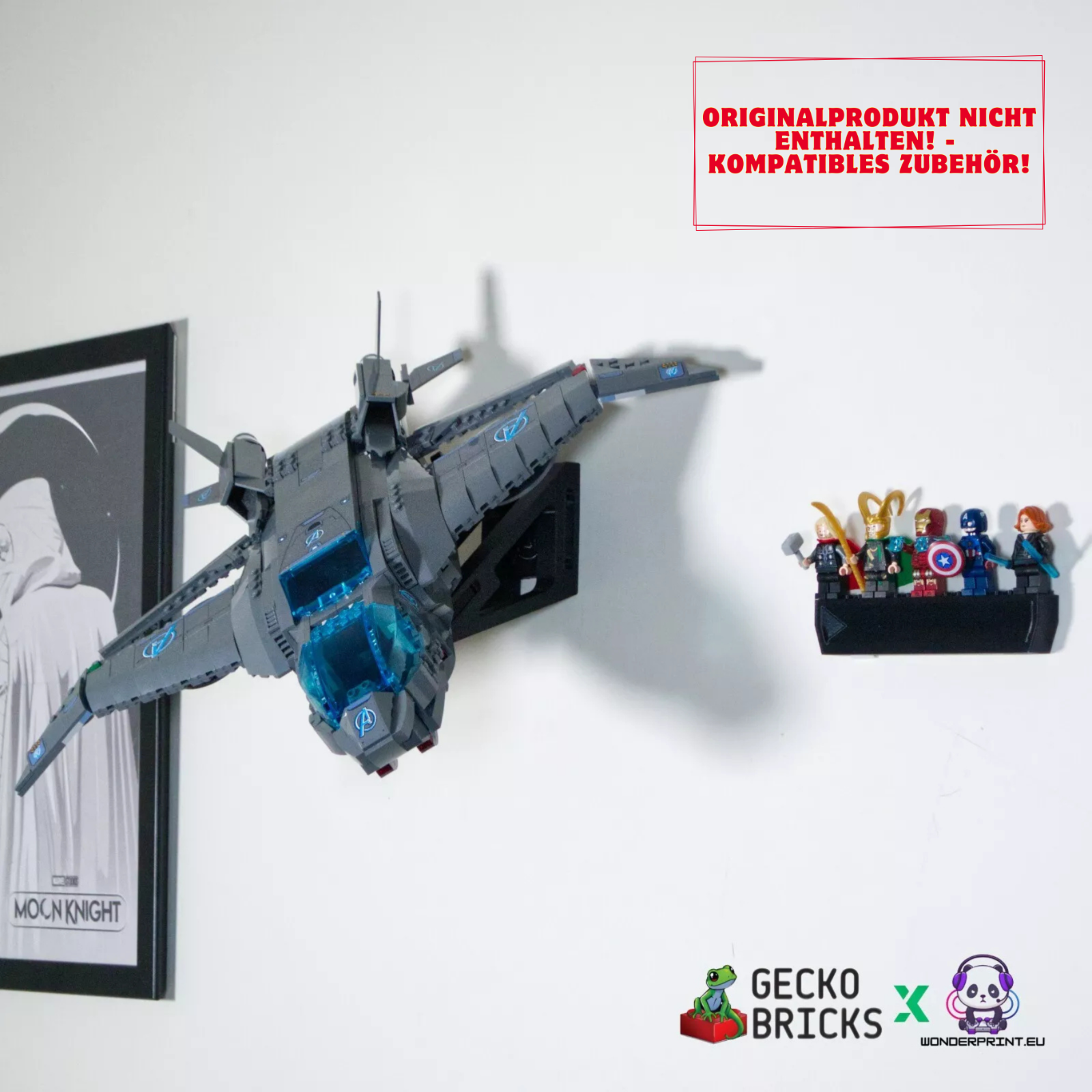 Halter Display Halterung passend für LEGO Marvel Der Quinjet der Avengers 76248