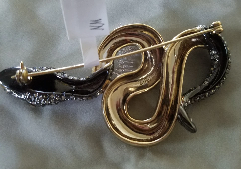 Broche ALEXIS BITTAR SERPIENTE Metálico Cristal Dorado NEIMAN MARCUS costaba $275 Etiqueta Nueva Foto 4 de 4