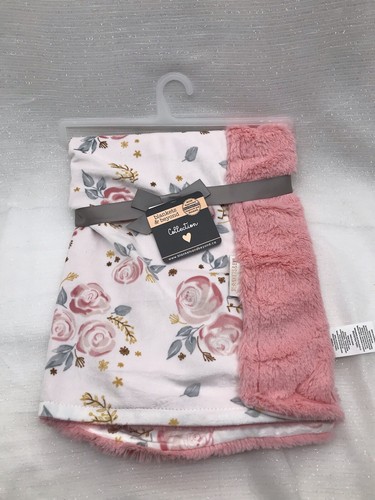 Blankets & Beyond Light Pink Rose Floral Baby Blanket Security Lovey Roses NEW
