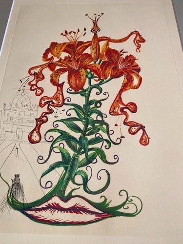 Salvador Dali - Flora Dalinae " Tiger lilies " Etching Arches Signed Framed 1972 - Picture 3 of 10