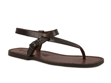 Handmade brown genuine leather thong sandals for men Made in Italy