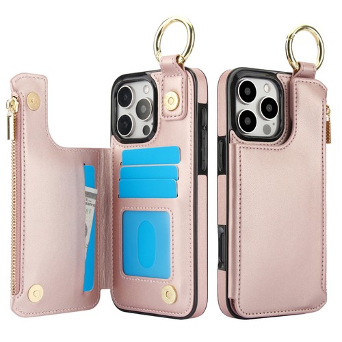 Para iPhone 16 Pro Max 15 14 13 12 11 RFID Bloqueo Anillo Soporte Cremallera Cartera Estuche - Imagen 18 de 59
