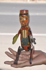 Vintage Wind Up Monkey Playing Cymbals Litho Colorful MT Trademark Tin Toy,Japan