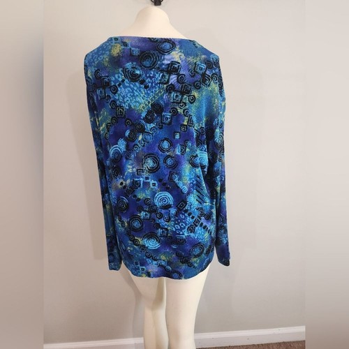 Vtg Chico's Travelers single Button Cardigan womens 3 (US XL/16) abstract USA  - Picture 12 of 14