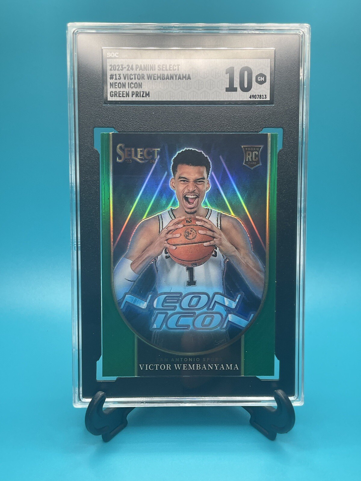 2023-24 Panini Select - Victor Wembanyama - RC Neon Icon Green Prizm SGC 10