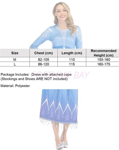 Womens Frozen Elsa Anna Dress Cape Queen Costume Cosplay Book Week AU Halloween - Picture 10 of 39