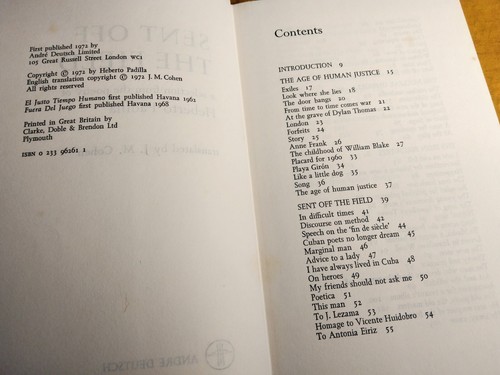Sent Off The Field: Selection of the Poetry of Heberto Padilla (Hardcover, 1972) - Bild 8 von 11