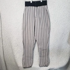 Ripon Baseball Pants Men 25x2 Gray Black Pinstripe USA Made Nylon Softball Retro