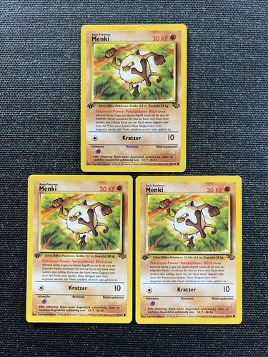 Tarjeta de Pokémon - Menki 1. Edición - 55/64 Jungla Set Alemán - Bueno - Imagen 3 de 4