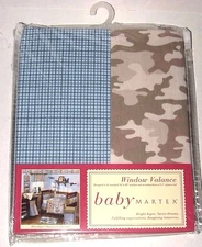 NEW Baby Martex Pro Flyer Valance Tab Top Tan Camo Blue Plaid Boy's Room
