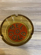 MEL GOLD amber glass ashtray vintage