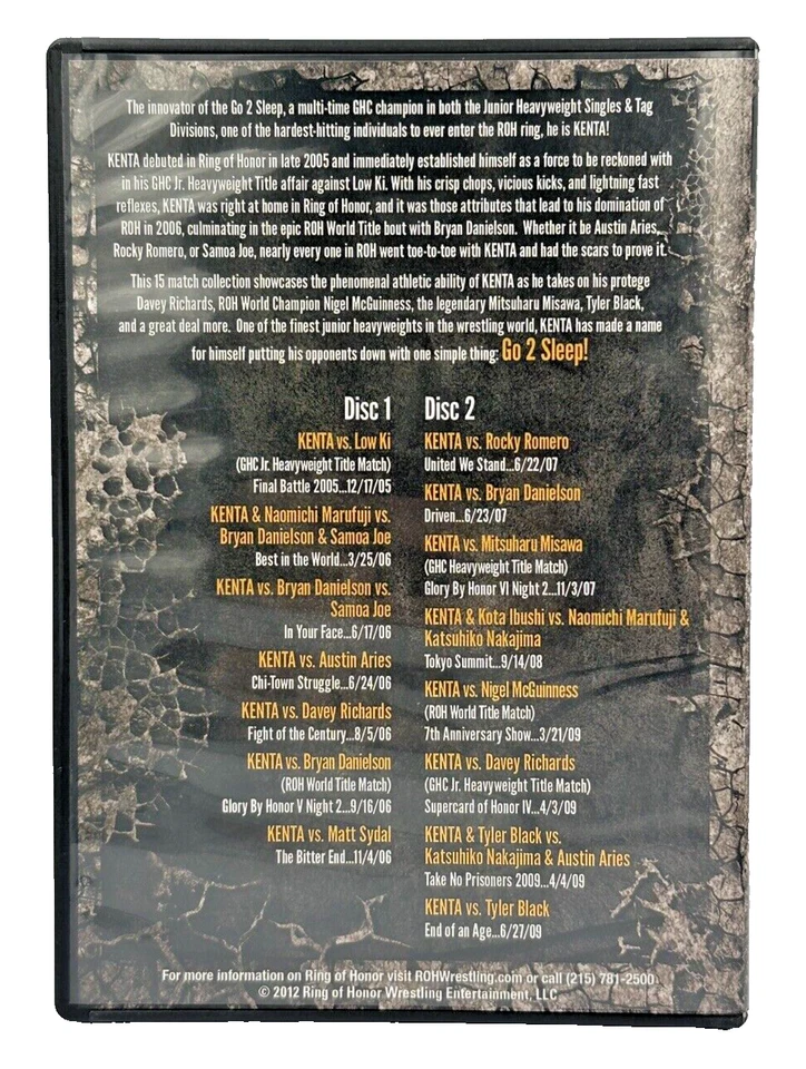 ROH Ring of Honor Kenta Go 2 Sleep DVD NOAH WWE AEW TNA NJPW 2-Disc - Image 2 of 4