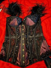 ANN SUMMERS/ GILES DEACON UNDERWIRED BLK/MAROON CORSET SIZE 10 NWT 'GEORGETTE'