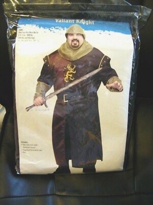 Brand New Valiant Medieval Knight Adult Costume Brown & Black X-Large Size