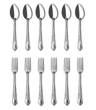 Forks and Spoons 12 Pieces Stainless Steel Cutlery Silverware Flatware Tablew...