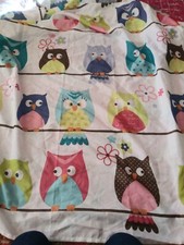 Standard size poly shower curtain friendly multi color owls flowers GUC bathroom
