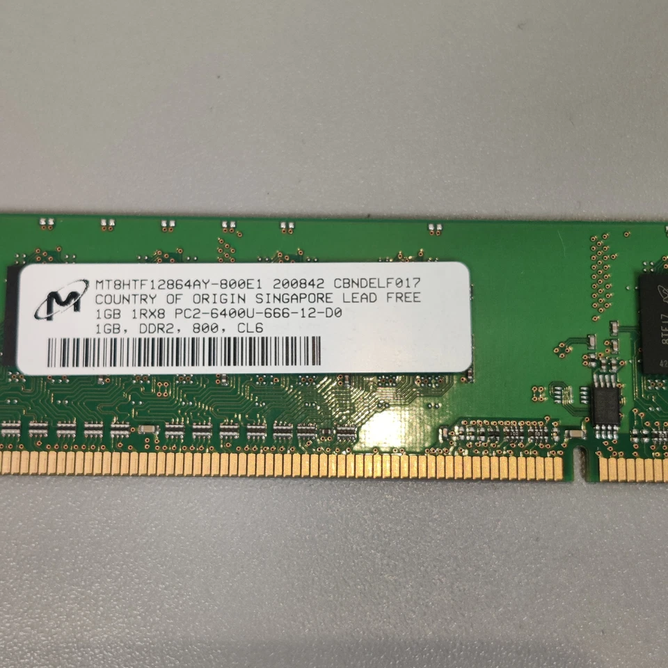Micron MT8HTF12864AY-800E1 PC2-6400U-666-12-D0 1GB Memory RAM DDR2-800Mhz - Image 4 of 4