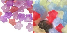 Bead Mix, 120 Acrylic 11x7mm Flower Component Beads Color Mixes