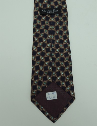 Christian Dior Men's 100% Silk Woven Geometric Neck Tie 3 3/4" x 56" - Picture 2 of 2