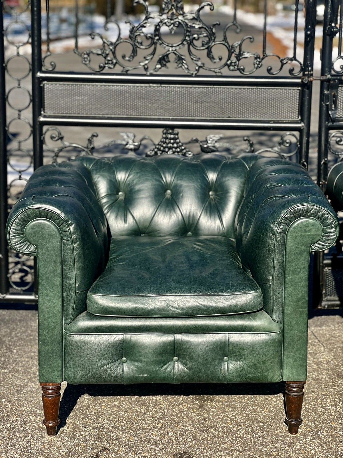Hand Made Tufted Green English Leather Chesterfield Club Chairs By ...