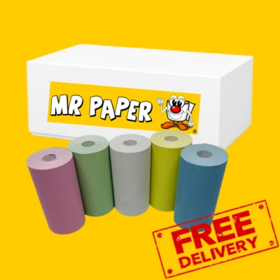 MR PAPER Poooliprint Printer - Blue / Yellow /Pink / Green / White - Box of 20 Rolls