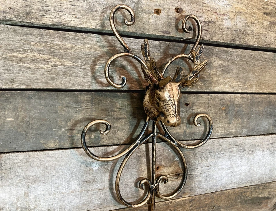 Antler Stag Head Wall Candle Holder Antique Gold Metal Sconce Light Reindeer NEW - Image 4 of 4