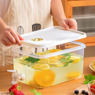 1Pc Beverage Bucket Cold Water Bottle Fruit Tea Bucket With Faucet Plastic US