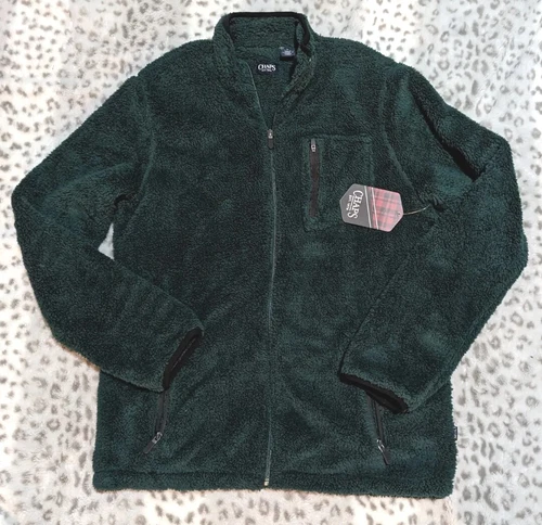 $80 RALPH LAUREN CHAPS Sherpa Thick Pile Fleece Jacket Forest Green Mens M #c41