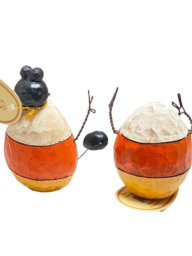 2 Happy Candy Corn Halloween People Folk Art Blossom Bucket I WANT CANDY - Picture 5 of 9