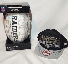 Khalil Mack #52 SIGNED Oakland Raiders Fitted Hat & SIGNED NFL Football