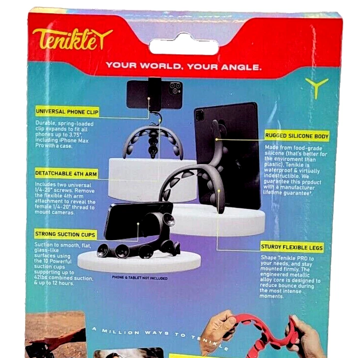 Tenikle Pro Flexible Tripod Bendable Suction Cup Camera & Phone Mount Teal Blue - Image 3 of 4