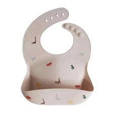 BRAND NEW MUSHIE SILICONE BABY BIB ADJUSTABLE WATERPROOF DINOSAURS BPA FREE