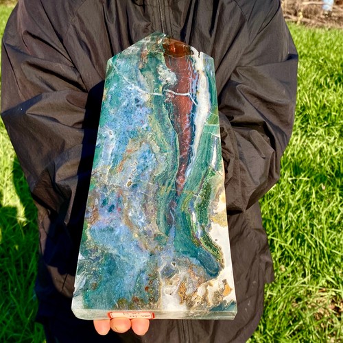6.6LB Natural green moss agate quartz crystal obelisk aura healing - 第 7/13 張圖片