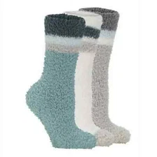 Lemon Loves Earth Women's Fuzzy Crew Socks 3Pk Size 5-9.5 60% Recycled Polyester