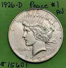 1926 D Peace Dollar AU About Uncirculated Silver $1 Coin