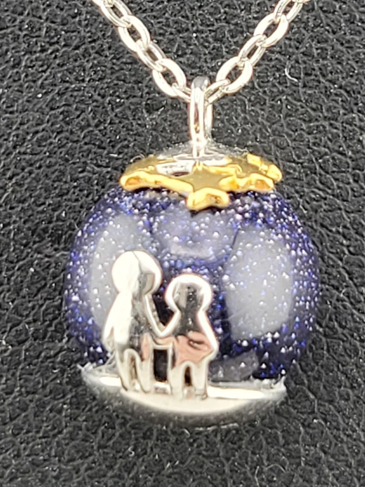 Colar minúsculo corrente pingente ouro azul 10 mm observação de estrelas sob estrelas 18" - Imagem 2 de 4