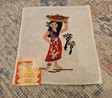 Vintage Needlepoint Canvas Preworked Polynesi...
