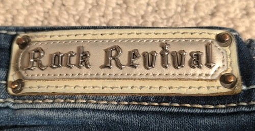 Rock Revival Womens Size 24 Blue Denim Lam Skinny Jean Pants With Rhinestones 24 - Picture 5 of 13