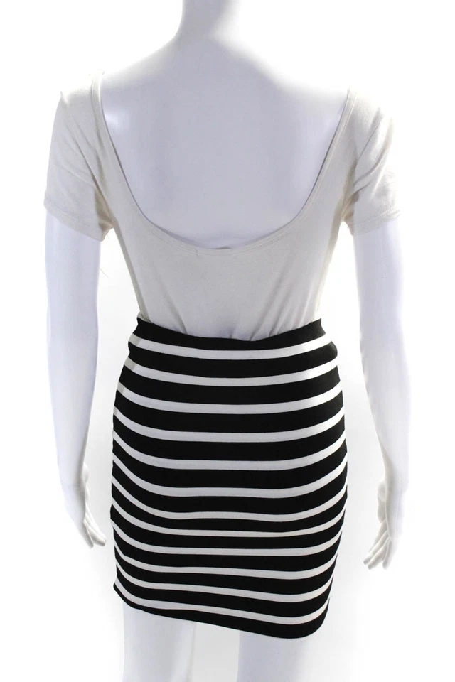 Falda lápiz a rayas negra blanca talla extra pequeña Torn by Ronny Kobo para mujer Foto 3 de 4
